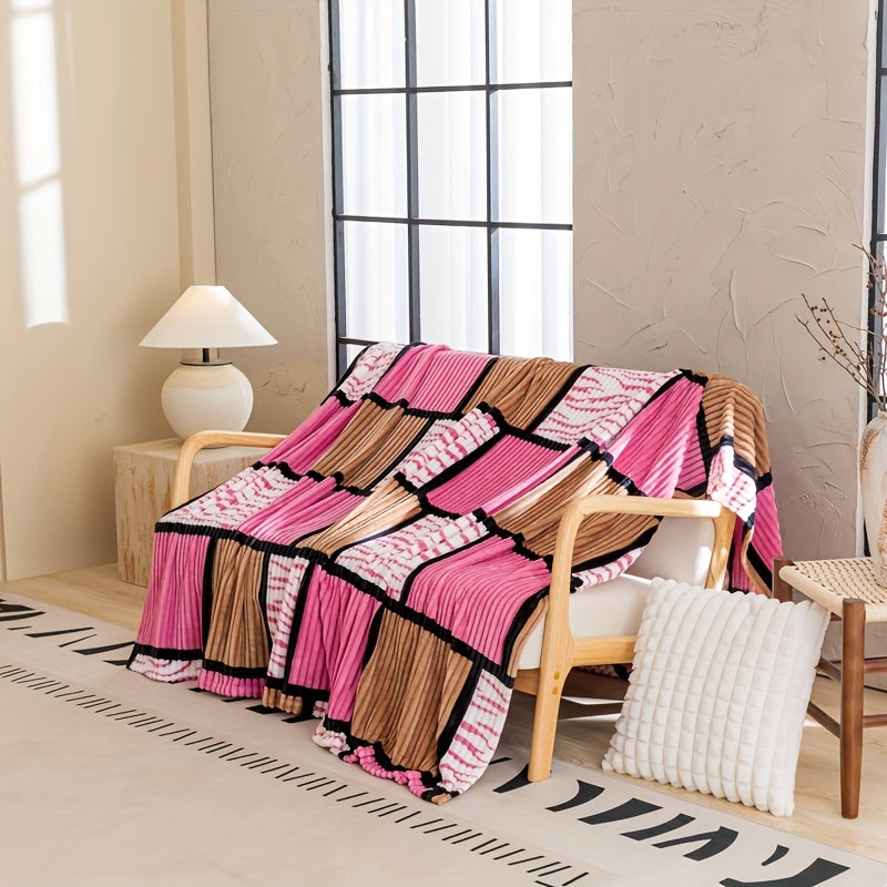 Yengil Flanel yostiqchasi geometrik patchwork, allergenlarga chidamli, uy, ofis, sayohat uchun