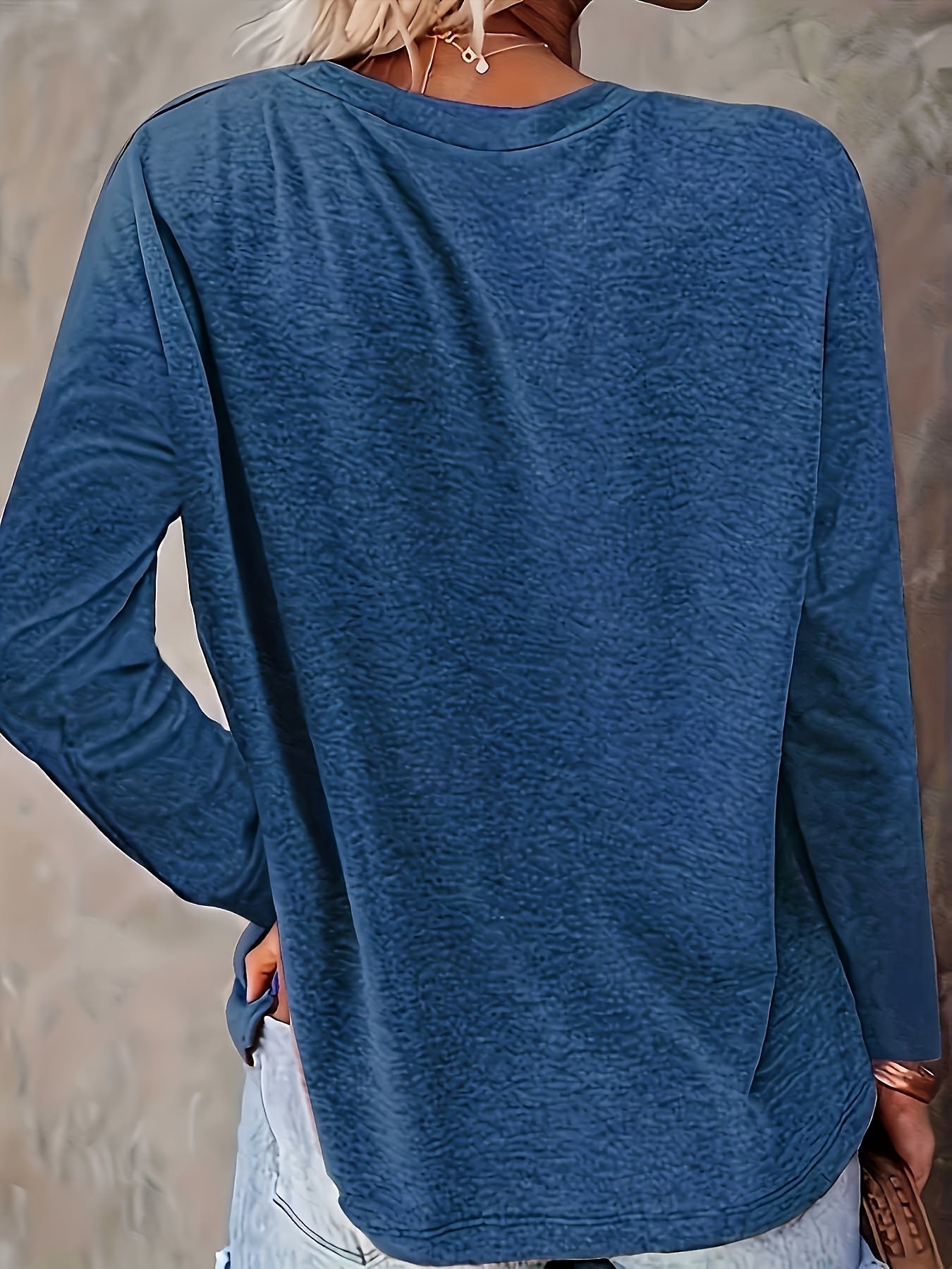 Women's Long Sleeve Round Neck Blouses Pack Navy Pink Casual Spring Fall