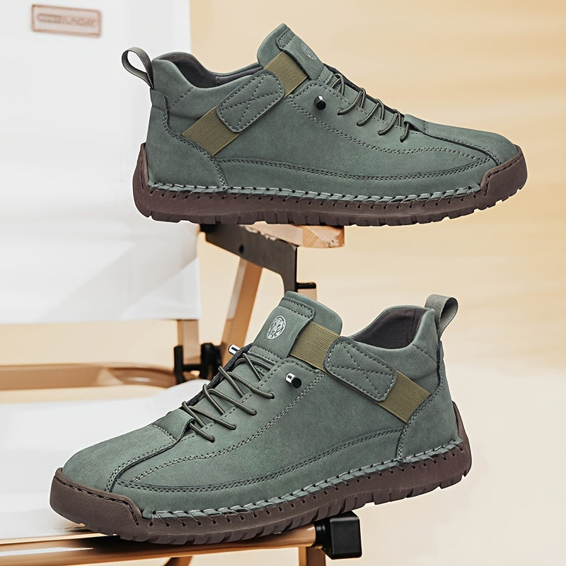 Zapatillas altas para hombre con banda elástica, suela de goma, casuales, para calle, senderismo, todas las estaciones