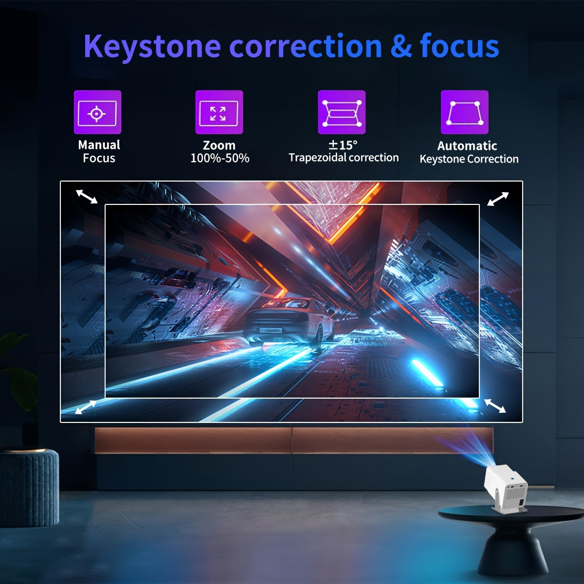 Портативный 4K видеопроектор с вращением 180°, Wi-Fi 5G, для дома и офиса