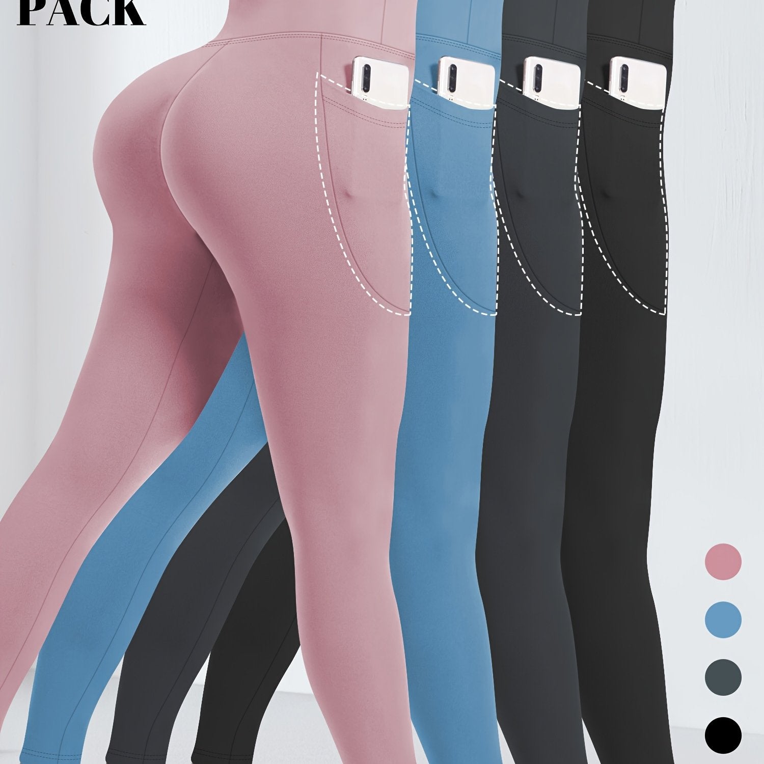 Plus Size Yoga Pants With Pockets High-Waisted Tummy Control Workout Leggings