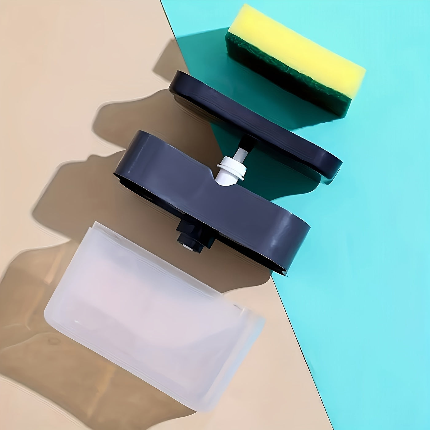 Organizador de fregadero de cocina con dispensador de jabón a prueba de fugas y soporte para esponjas