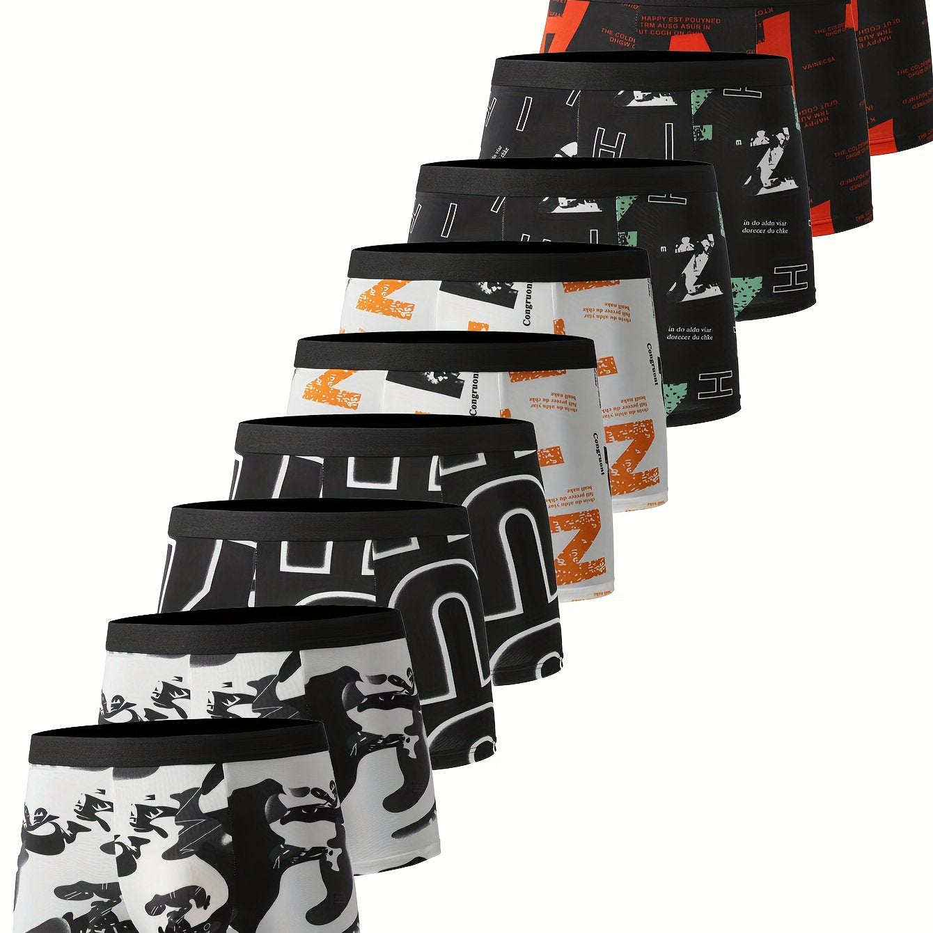 10 dona erkaklar uchun oddiy rangli nafas oladigan, tez quriydigan sport ichki kiyimlar, qora, S-XXL