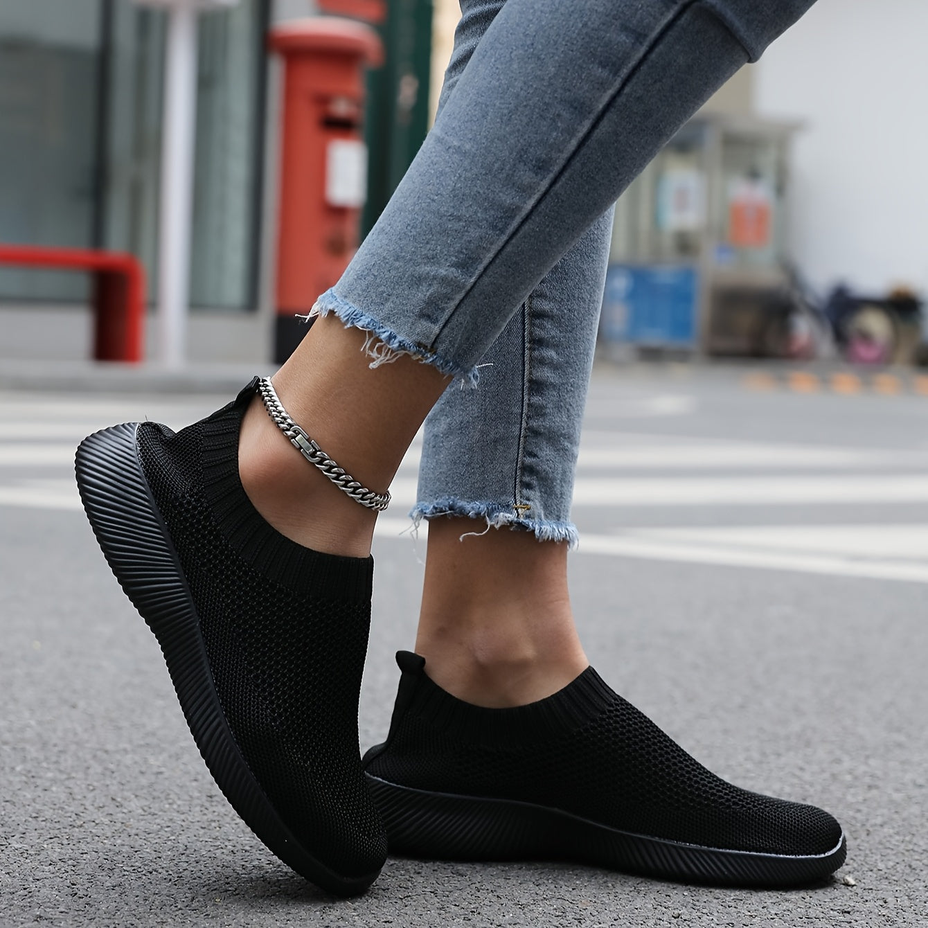 Women’s Breathable Knit Slip-On Sneakers Lightweight EVA All-Season Casual Shoes