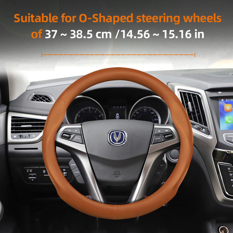 Universal Breathable PU Leather Steering Wheel Cover for Cars Black Burgundy Brown