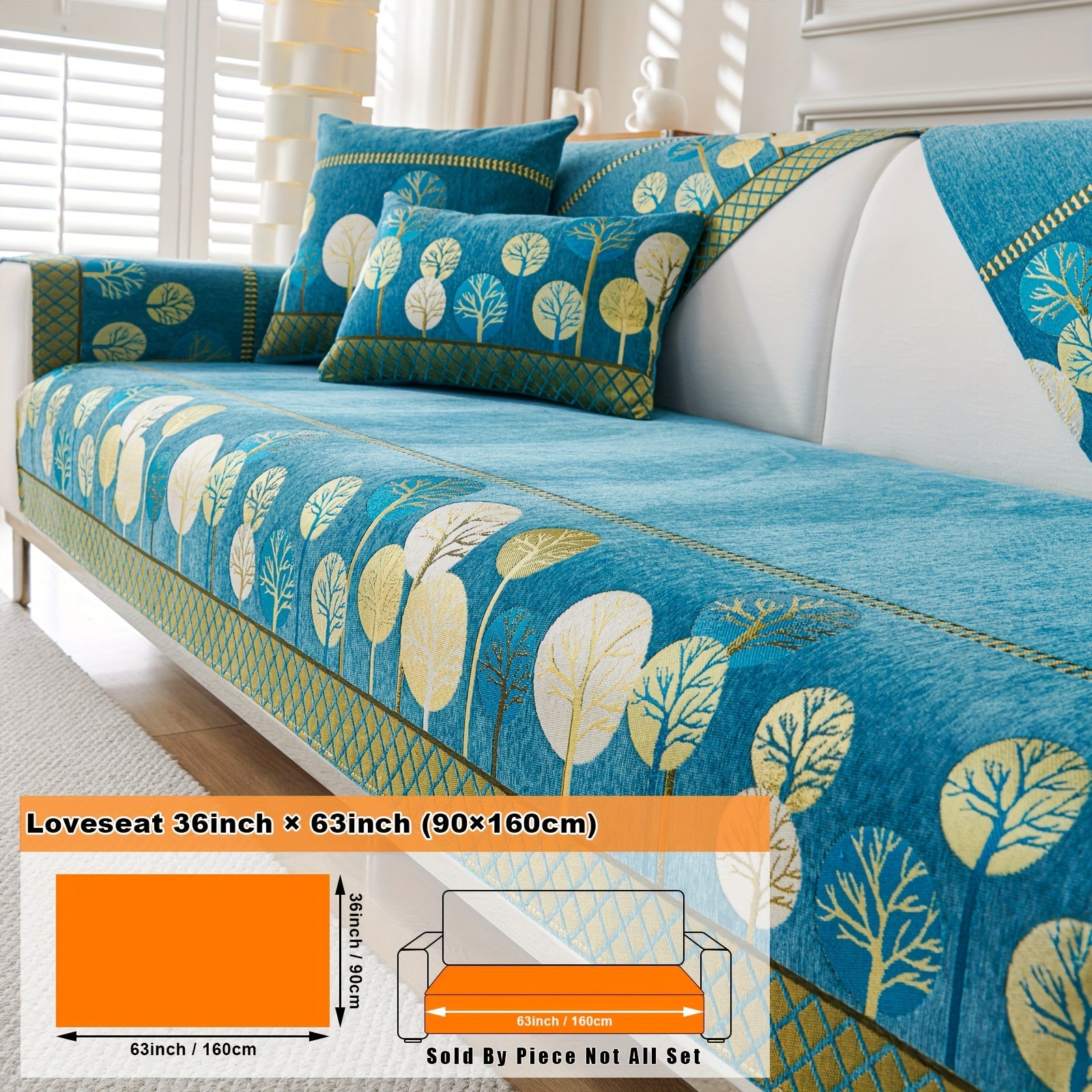 Bohemian Moonlit Trees Sofa Cover for Single to Quadruple Seaters Pet-Friendly Machine Washable Viscose