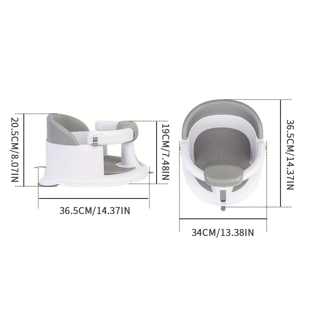 Kids Bath Chair with Armrests Non-Slip Suction Cup Base Pink Blue Gray