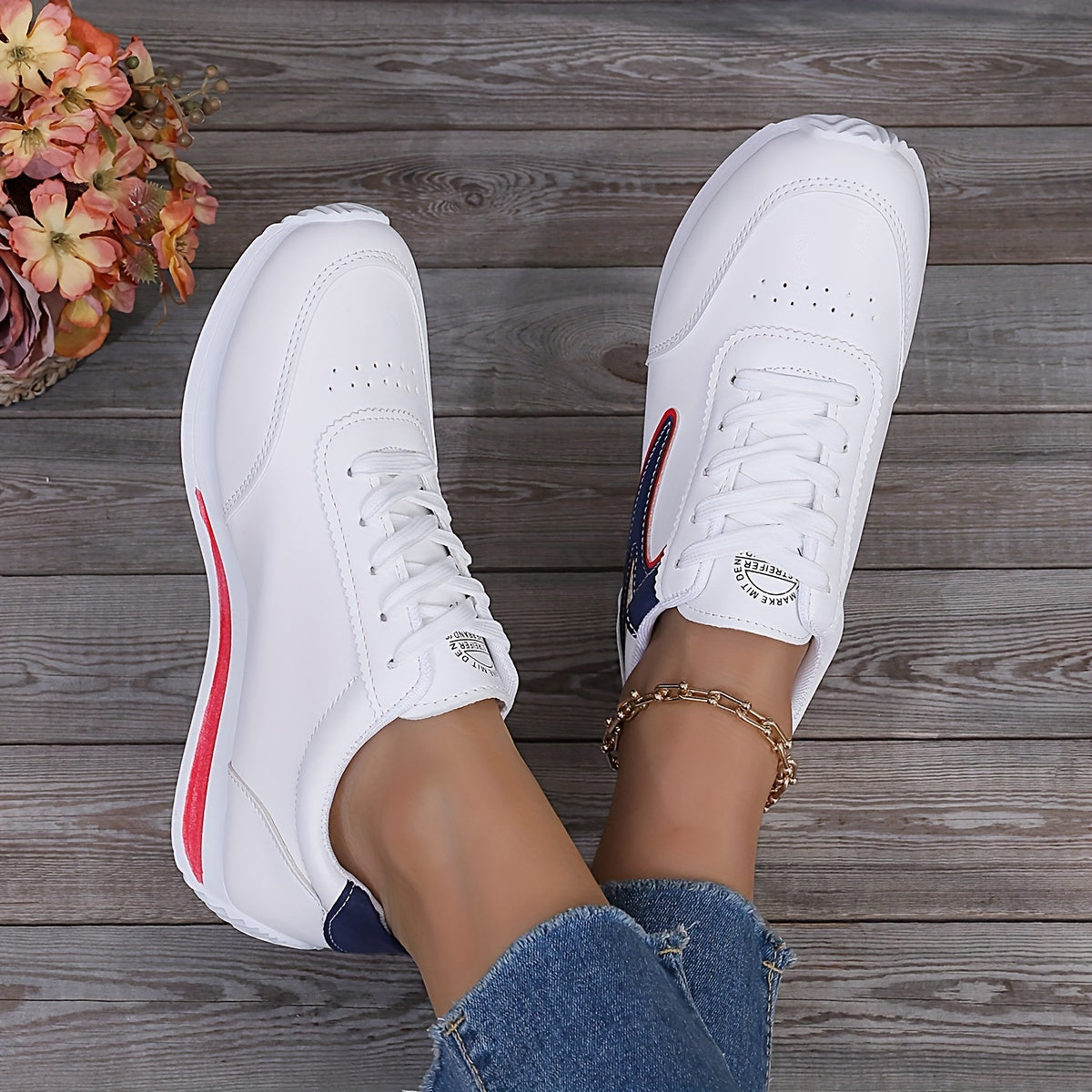 Women's Colorblock Sneakers with Soft Platform Sole Lace-Up Casual Walking