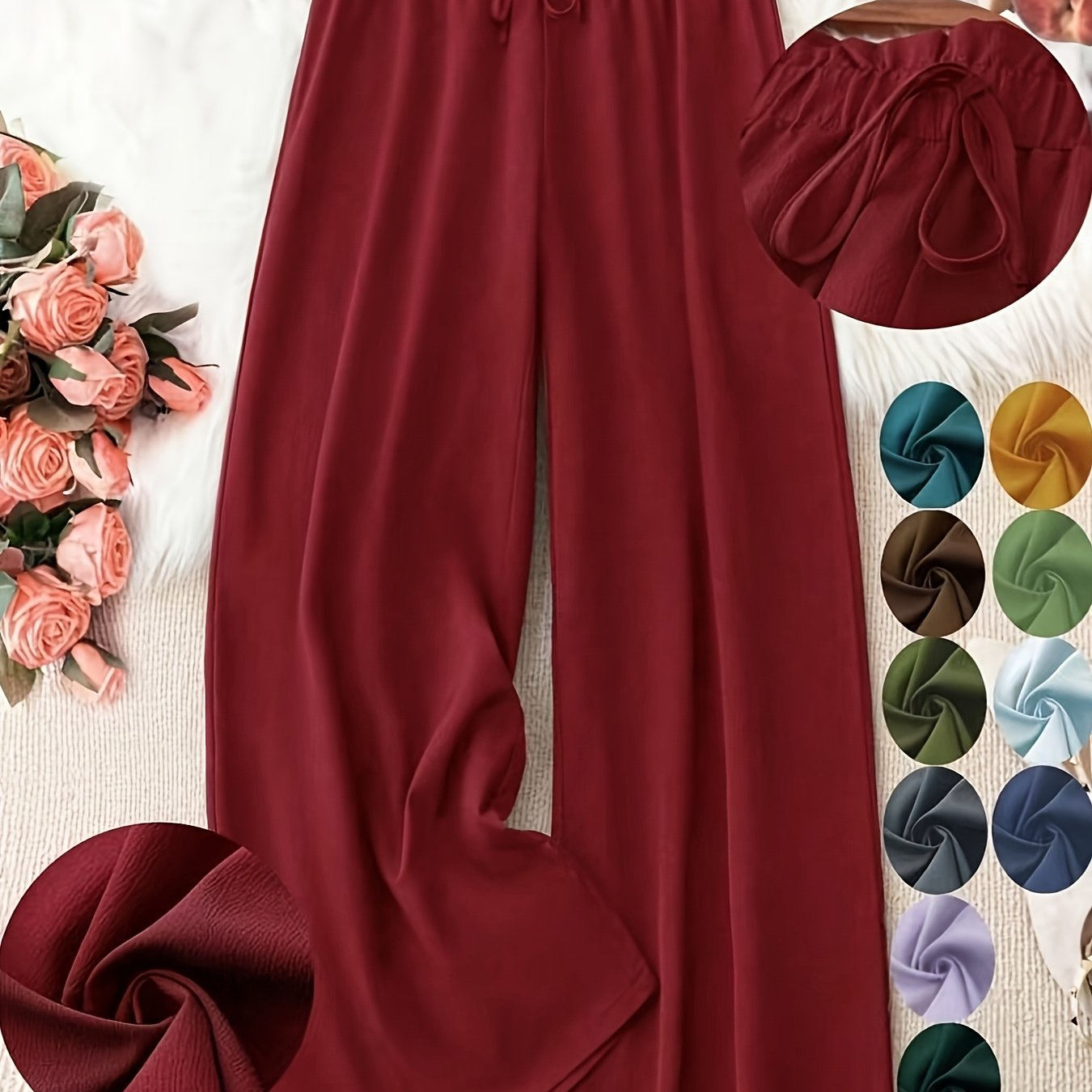 Plus Size Women's Fashion Pants Elastic Waist Plus Size Casual Trousers