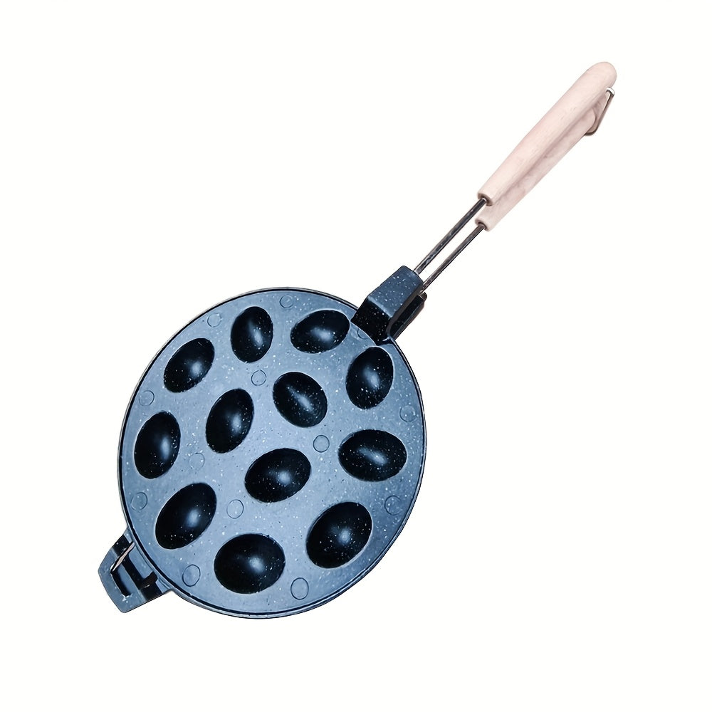 Gaz plitalari uchun 12 teshikli alyuminiy vafli tayyorlagich, elektrsiz, oson tozalash, yong‘oq shaklidagi keklar, pichoq shaklidagi qoliplar