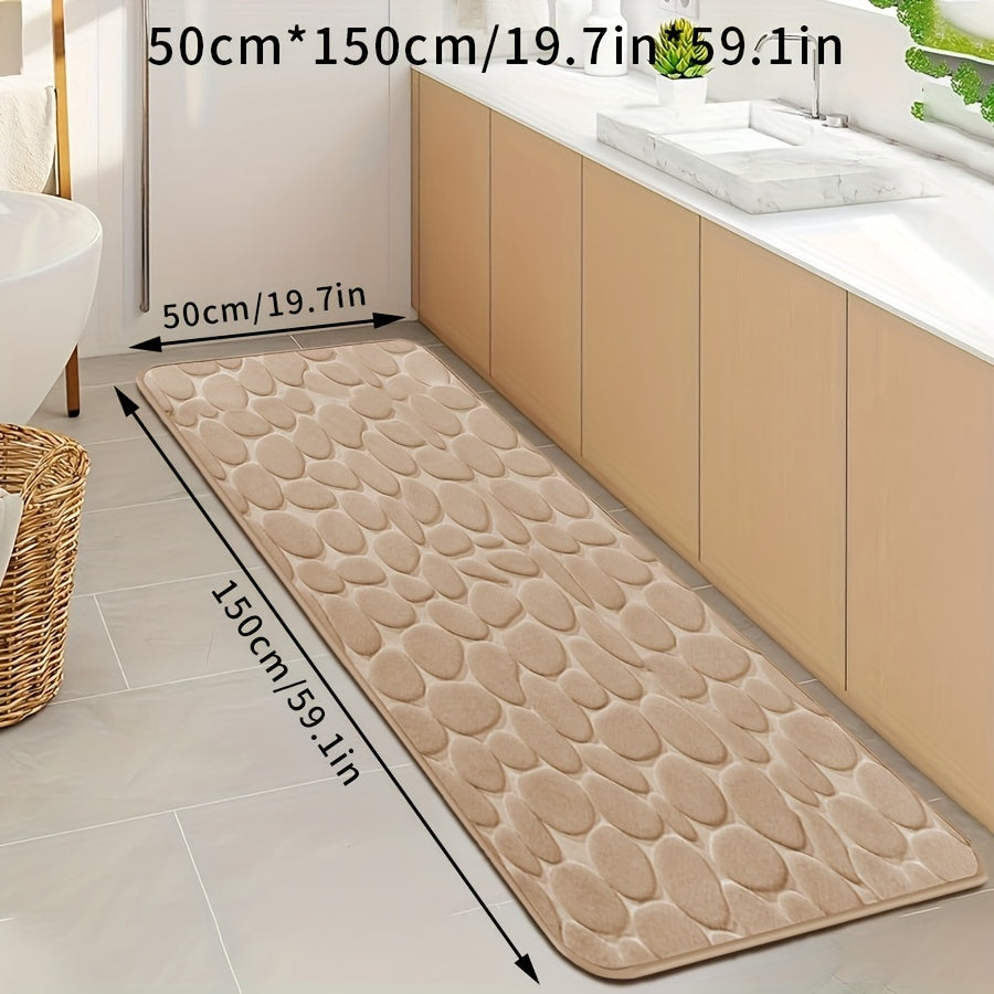 Quick-Dry Pebble Bath Mat Non-Slip Sponge Floor Mat for Bathroom Kitchen Laundry Bedroom