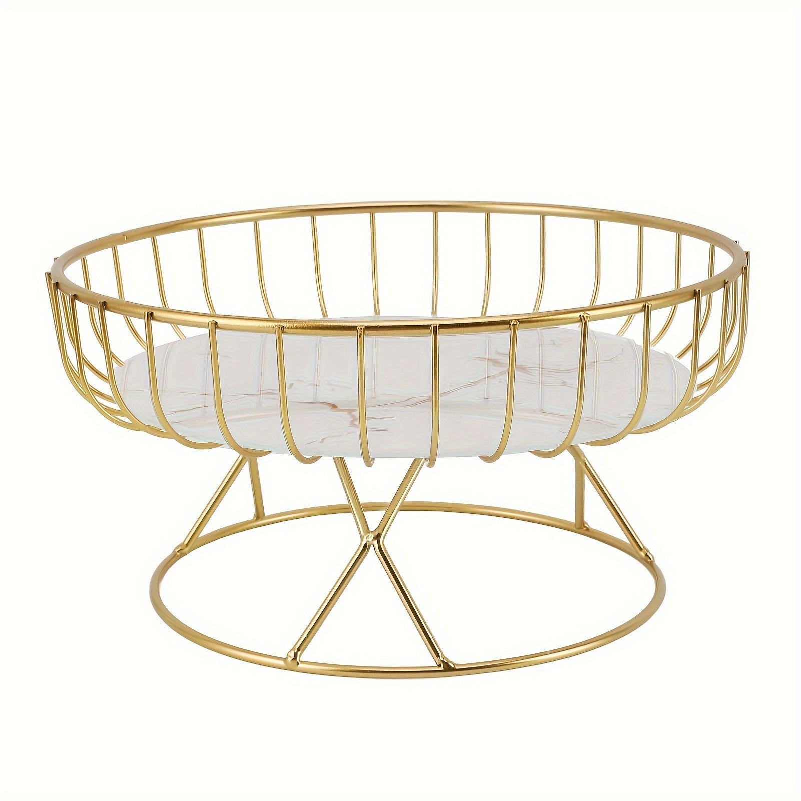 European-Style Metal Fruit Basket and Ceramic Snack Tray for Display and Decor