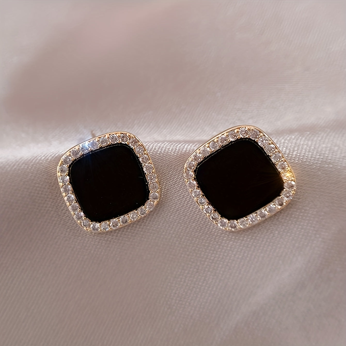 Women's Minimalist Rhinestone Geometric Square Stud Earrings for Holidays