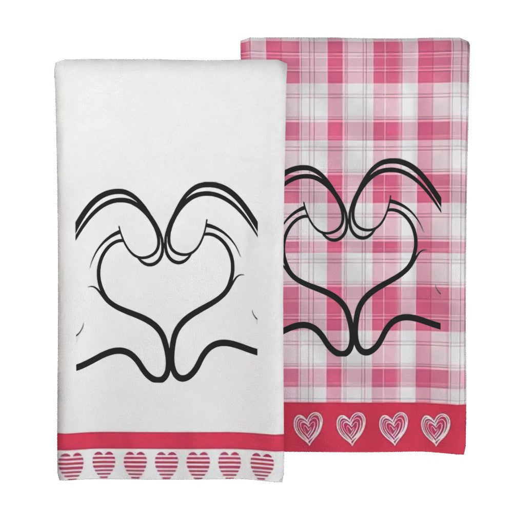 Toallas con corazones para el Día de San Valentín 45x66cm Rosa Blanco Cuadrícula Rápido Secado Lavable a máquina