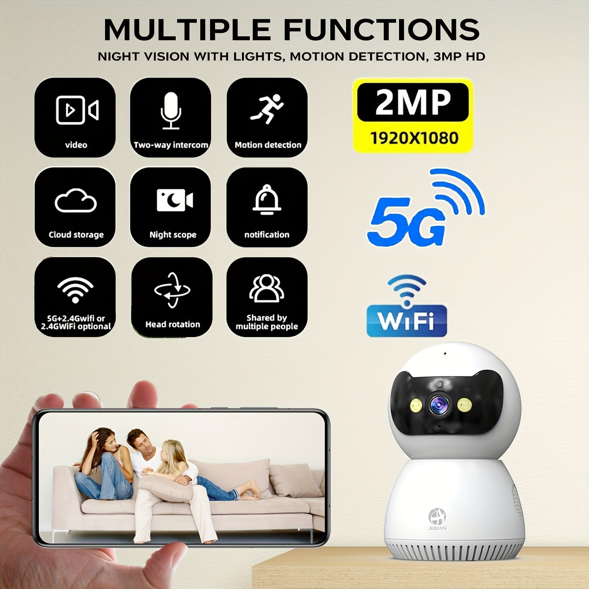 1080P HD WiFi Surveillance Camera with Two-Way Audio Motion Detection and Auto Tracking