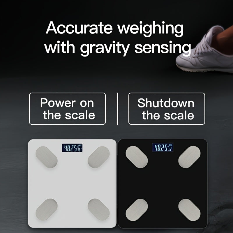 Smart Body Fat Scale with App Connectivity Tempered Glass Panel Indoor Temperature Weight Measurement Max 180kg