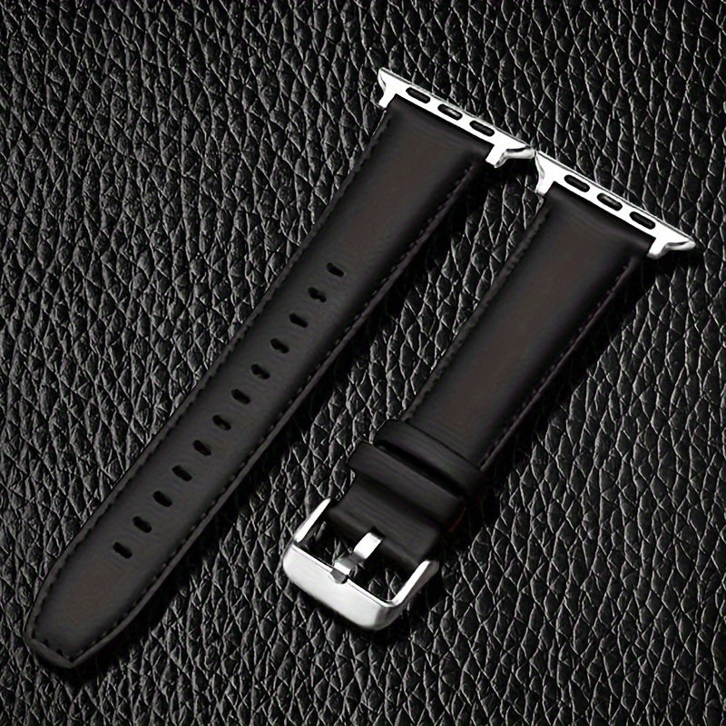Calfskin Leather Watch Band for Apple Watch Series 38mm 40mm 41mm 42mm 44mm 45mm 49mm with Deployant Clasp