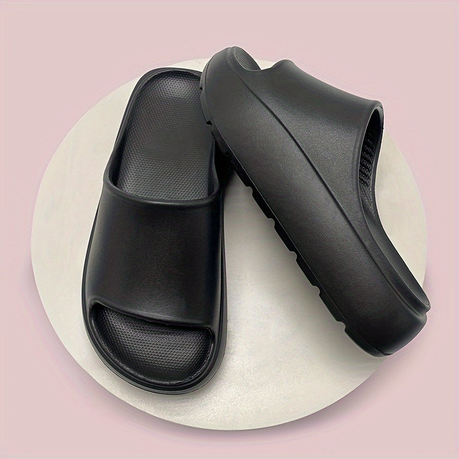 Women's Solid Color EVA Beach Slides with Wedge Platform and Soft Sole