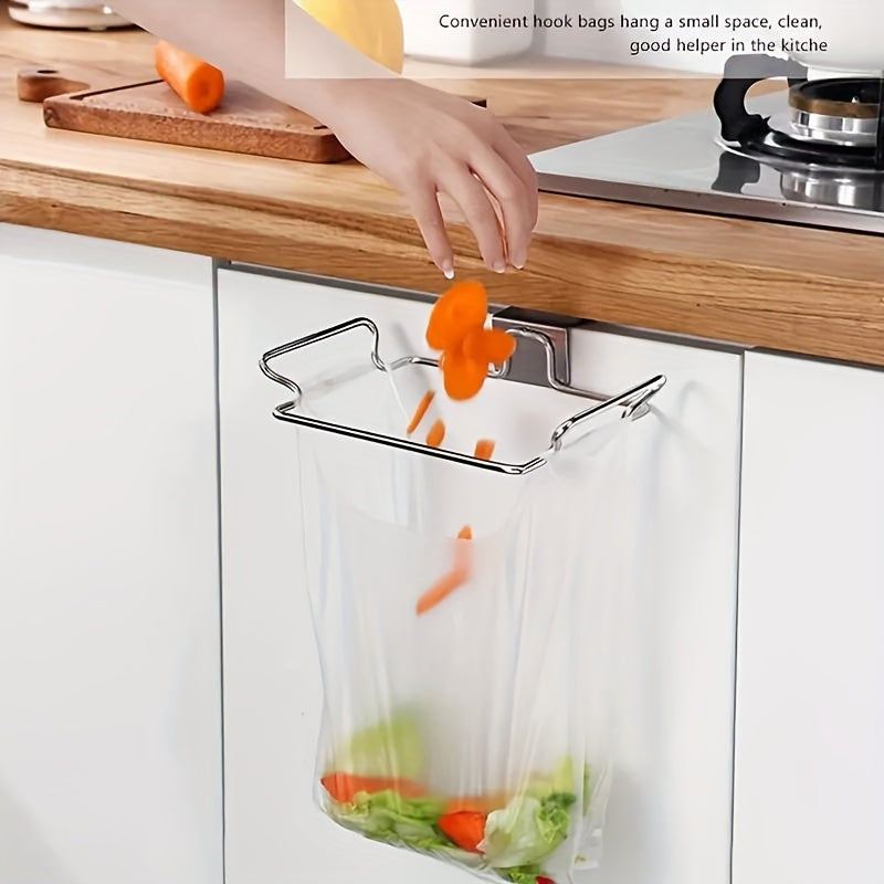 Stainless Steel Bag Holder Organizer for Cabinet Door, Hanging Plastic Storage Rack