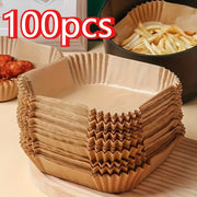 100 Pieces Non-Stick Square Air Fryer Liners Brown Paper for Baking Roasting Microwave