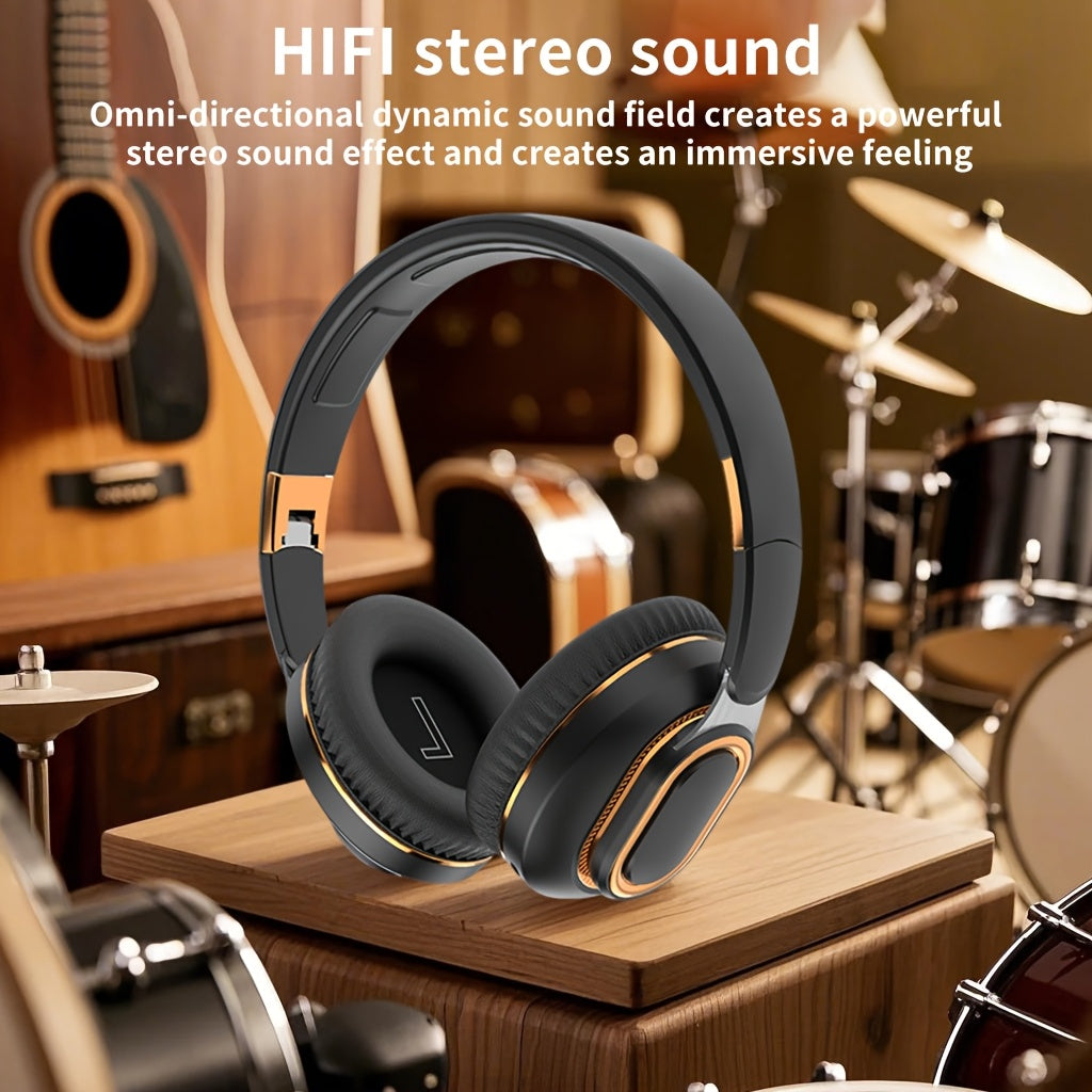 Wireless Earphones Sound Insulation Rechargeable Battery 16H Playtime Microphone Volume Control Foldable for Exercise Gaming Recording