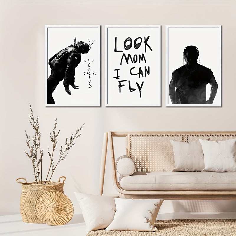 Set of 3 Unframed Canvas Music Posters Wall Art Decor for Living Room Bedroom