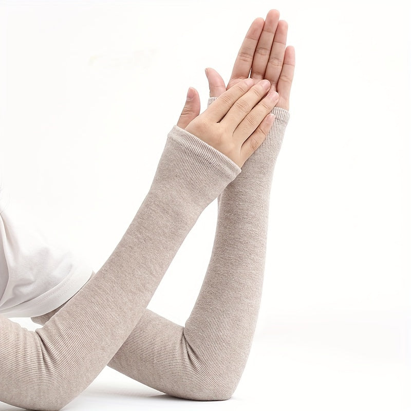 Women's Cashmere Fingerless Gloves Warm Winter Knit Sleeves