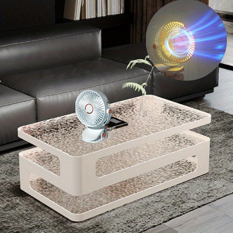 Portable USB Rechargeable Fan with 720° Rotation and Night Light for Home Office Travel