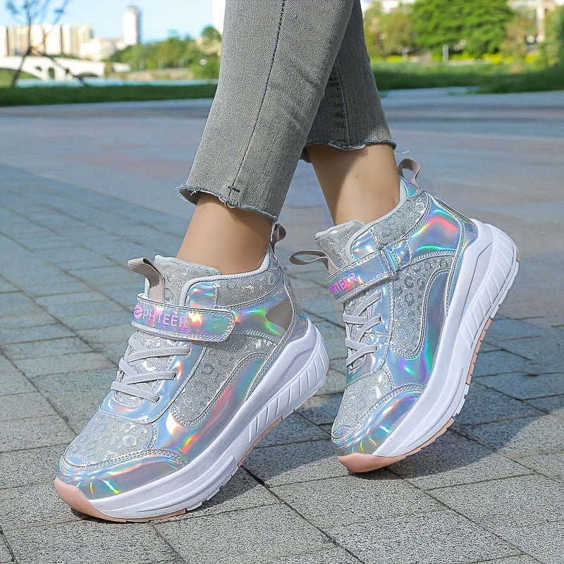 Kids Mid-Top Walking Shoes with Detachable Roller Skates for Boys and Girls