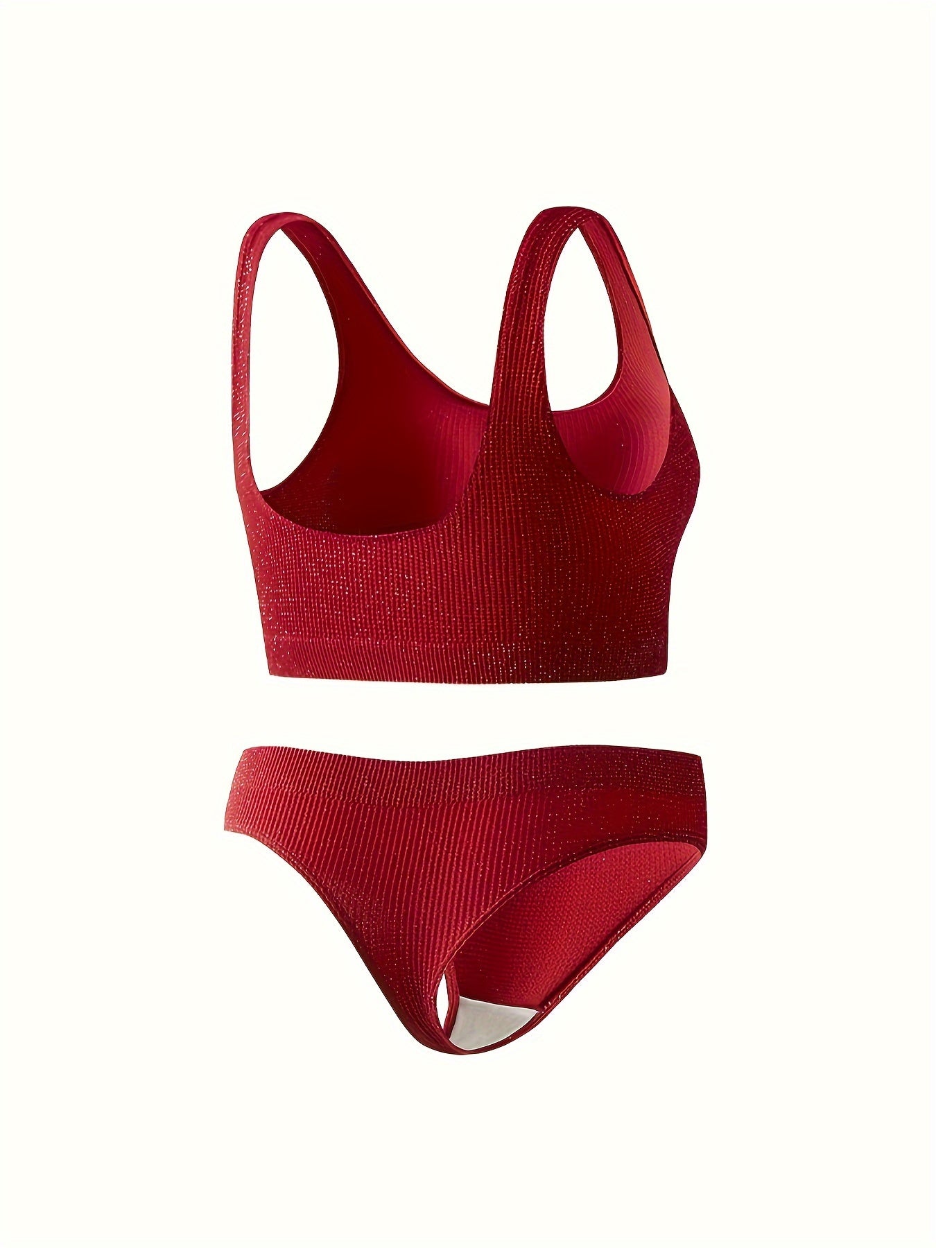 Ayollar uchun porloq, tikuvsiz tank brasi va ichki kiyimdan iborat asosiy ichki kiyim to'plami.