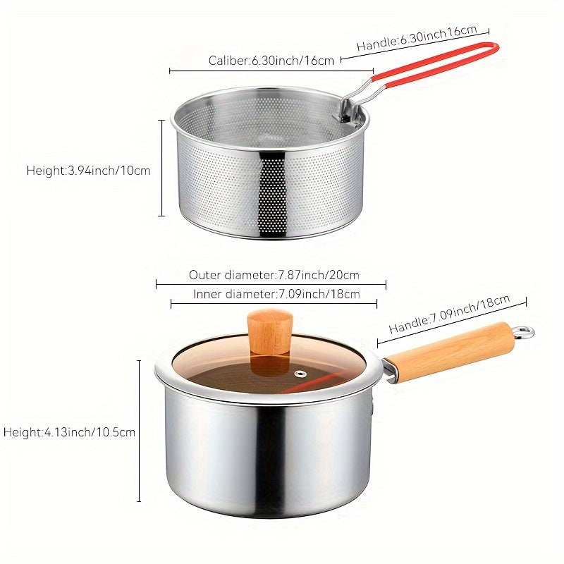 Stainless Steel Deep Fryer with Basket for Fish and Fries Camping Induction Compatible