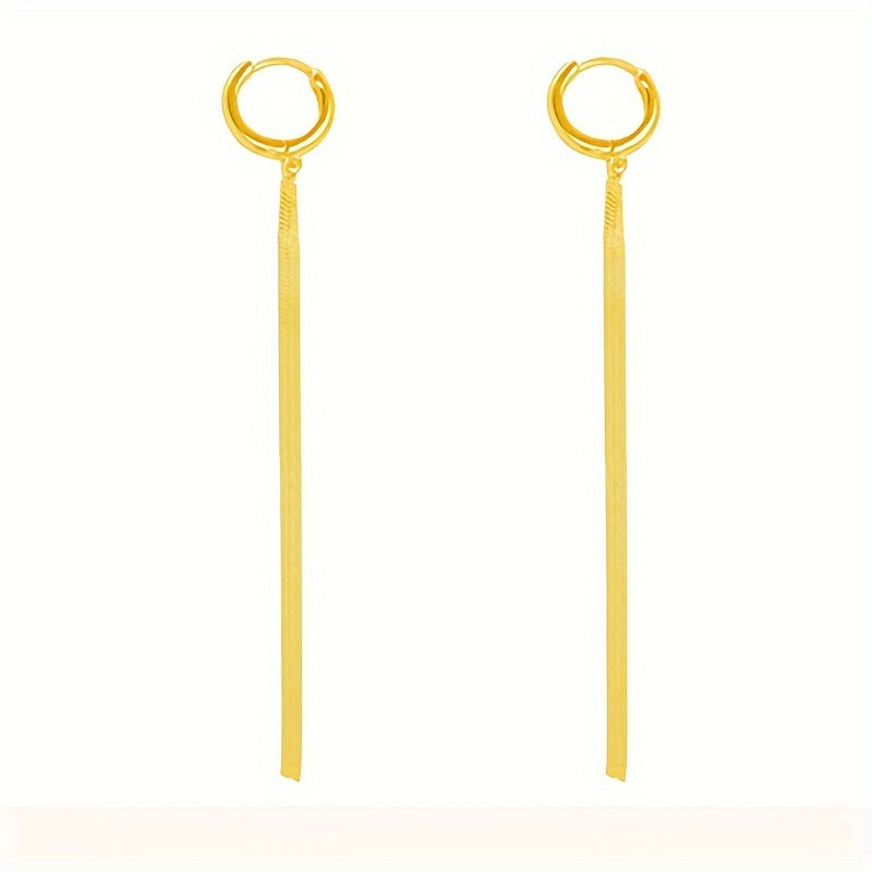 Sterling Silver Snake Chain Tassel Earrings for Women Casual Stylish Lightweight