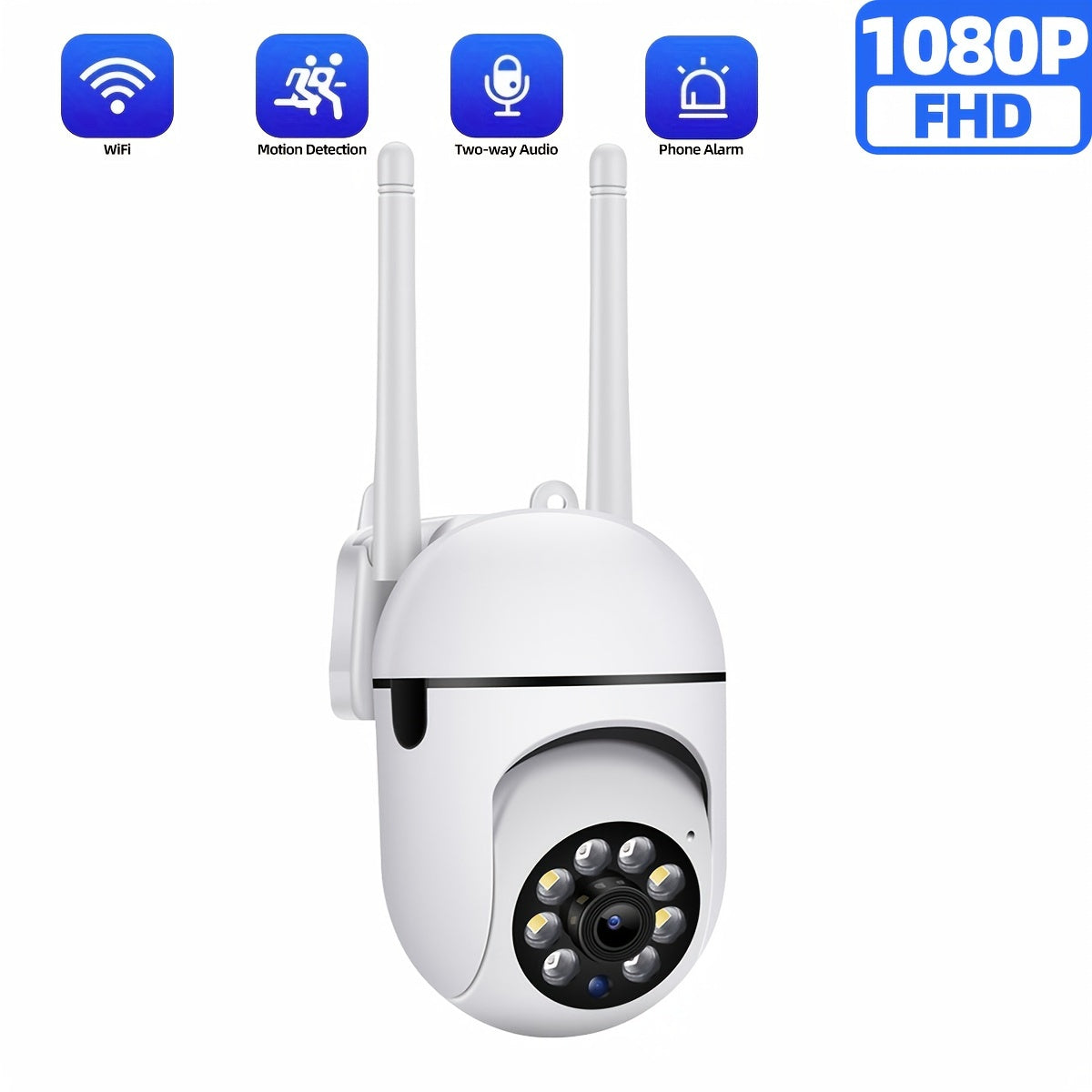 Indoor Security Camera 1080P PTZ WiFi Night Vision Motion Alerts Two-Way Audio