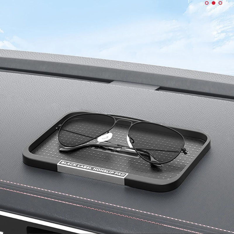 Anti-Slip Car Dashboard Mat with Faux Leather Phone and Glasses Holder
