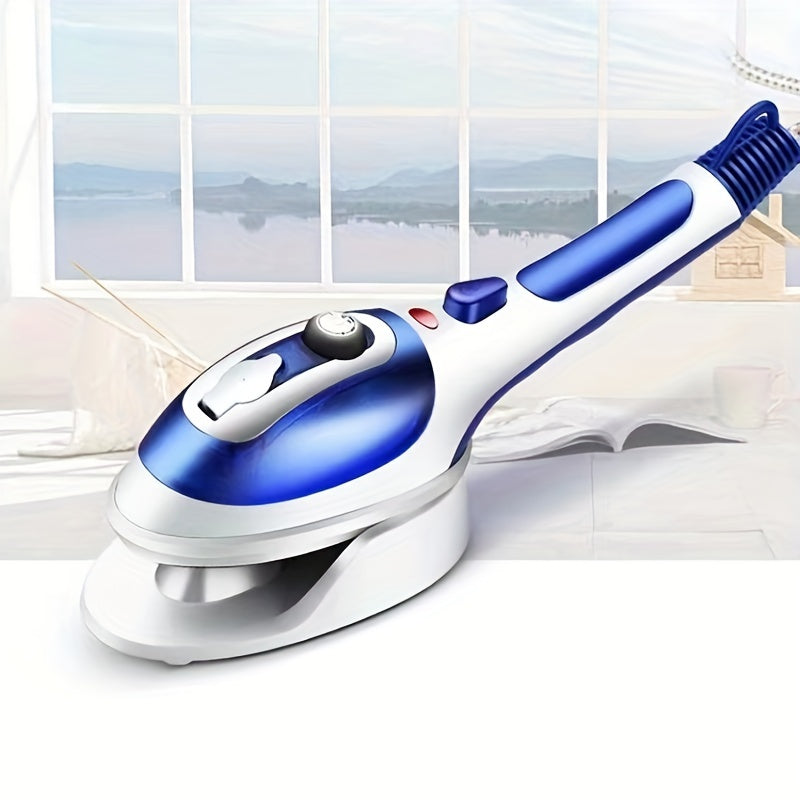 2-in-1 Handheld Garment Steamer Adjustable Temperature Blue White Portable High-Pressure