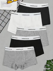 Men's Cotton Boxer Briefs Breathable Stretch Solid Color Pack of 5