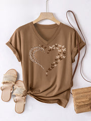 Plus Size Women's V-Neck Short Sleeve T-Shirt Breathable Summer Casual Top