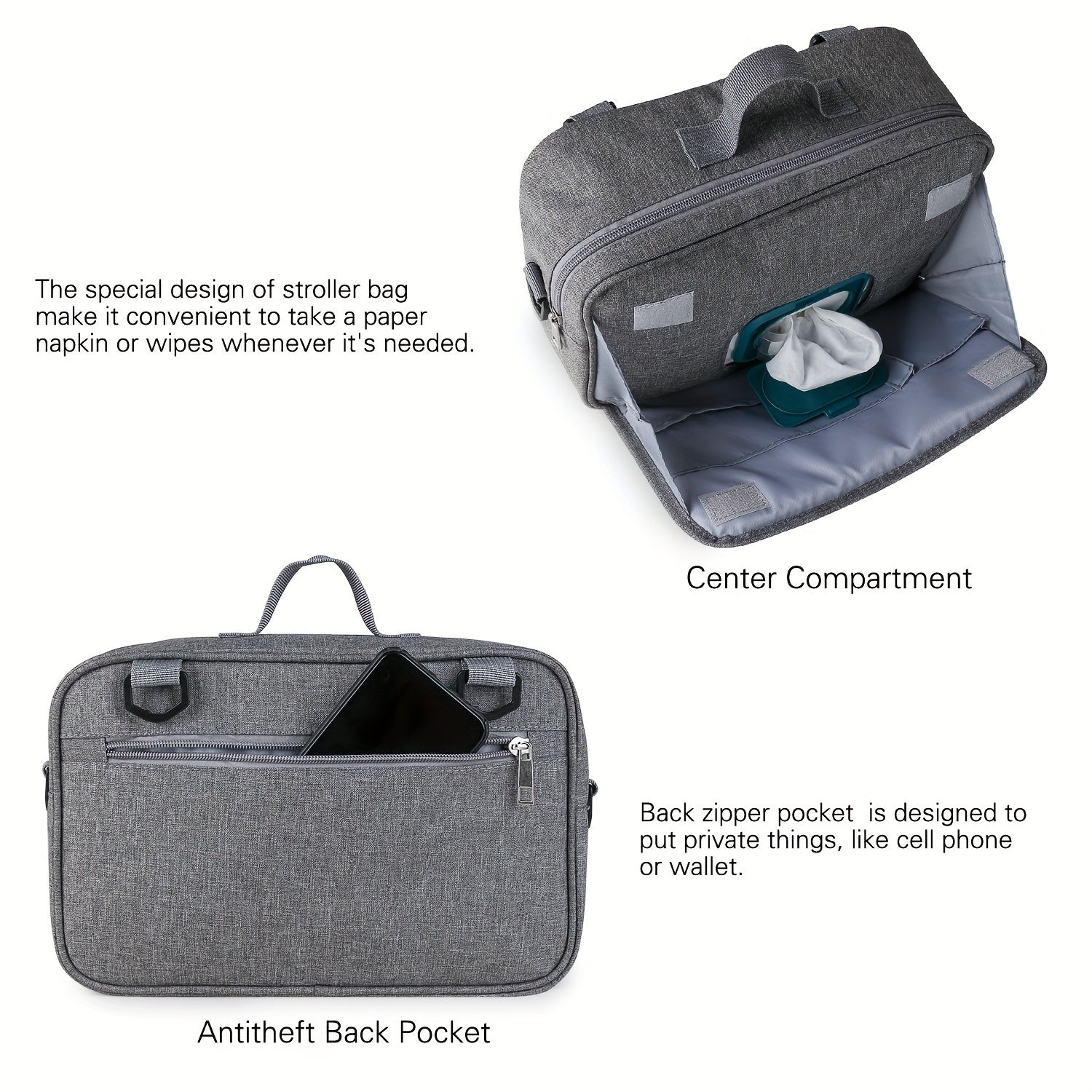 Waterproof Stroller Storage Bag for Diapers Snacks and Essentials