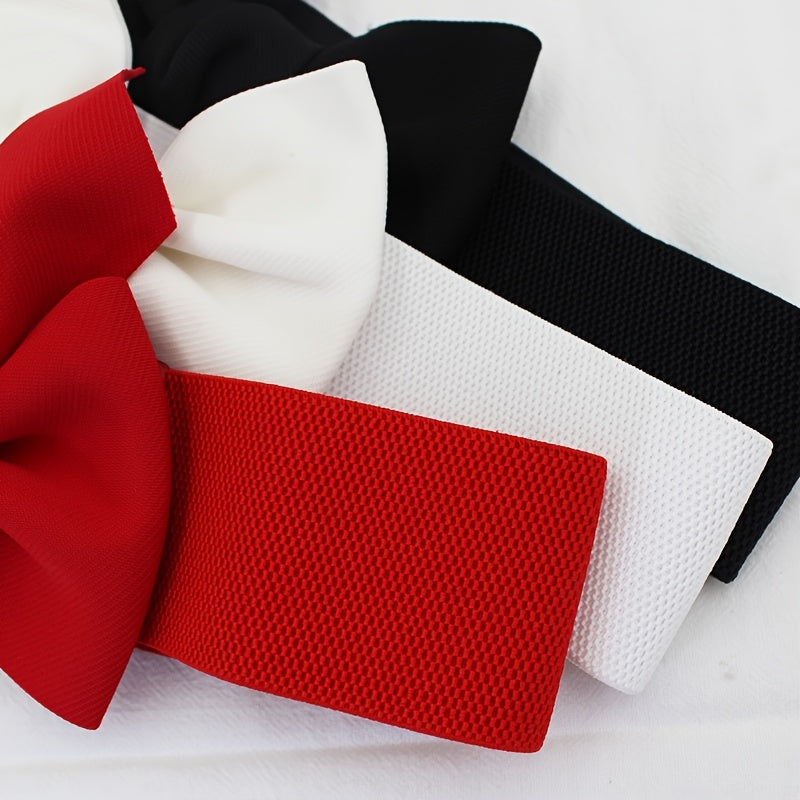 Wide Elastic Waist Belt for Women with Bowknot Detail Dress Girdle