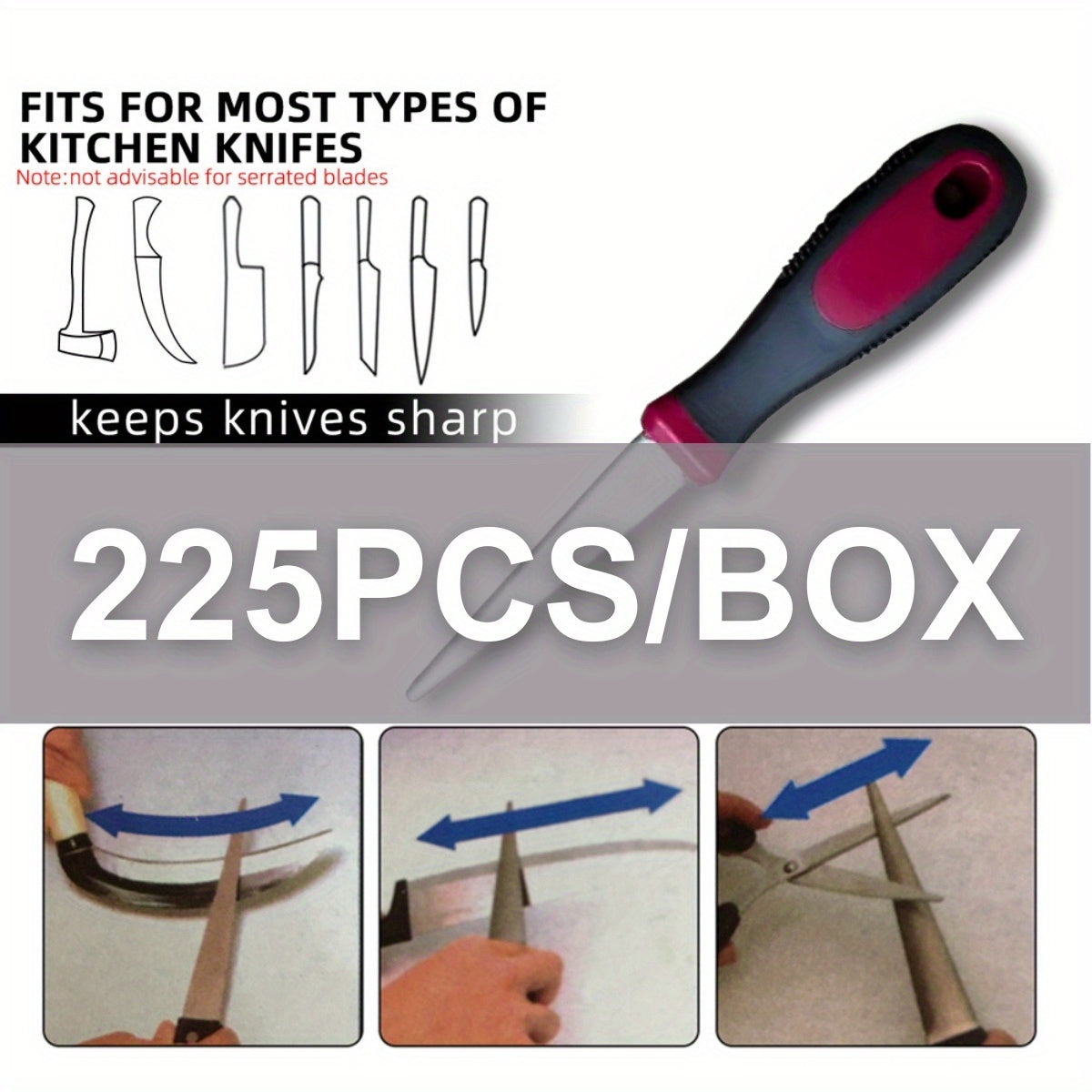 Olmos pichoqni shimgich va maydalash toshi fayli 2-in-1 ergonomik tutqich bilan