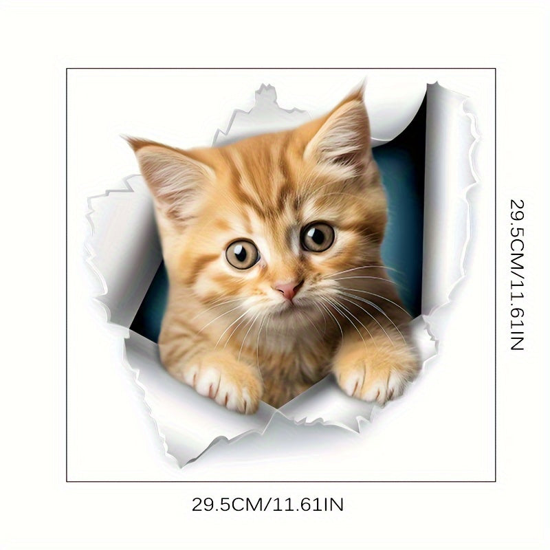 Pegatina decorativa autoadhesiva para tapa de inodoro con gato adorable