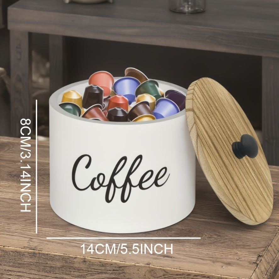 Wooden Coffee Pod Storage Container with Lid Coffee Station Organizer, Durable Wood Coffee Filter Holder