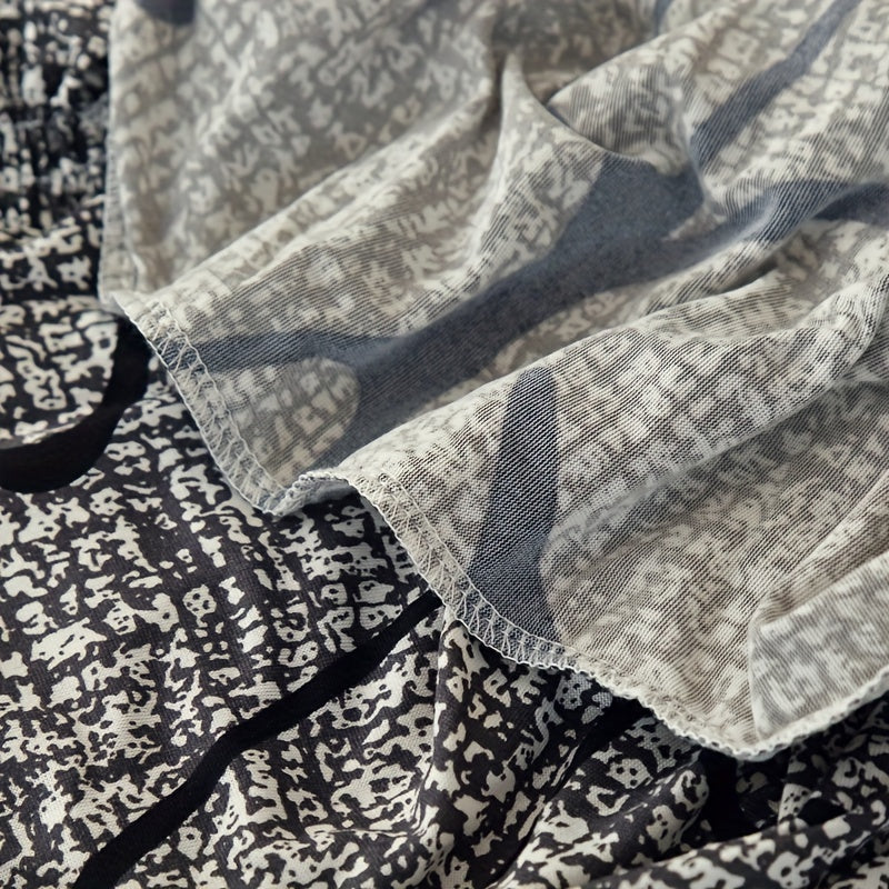 Bohemian Rabbit Print Stretch Sofa Cover with Skirt Elastic Dustproof Slipcover for Living Room