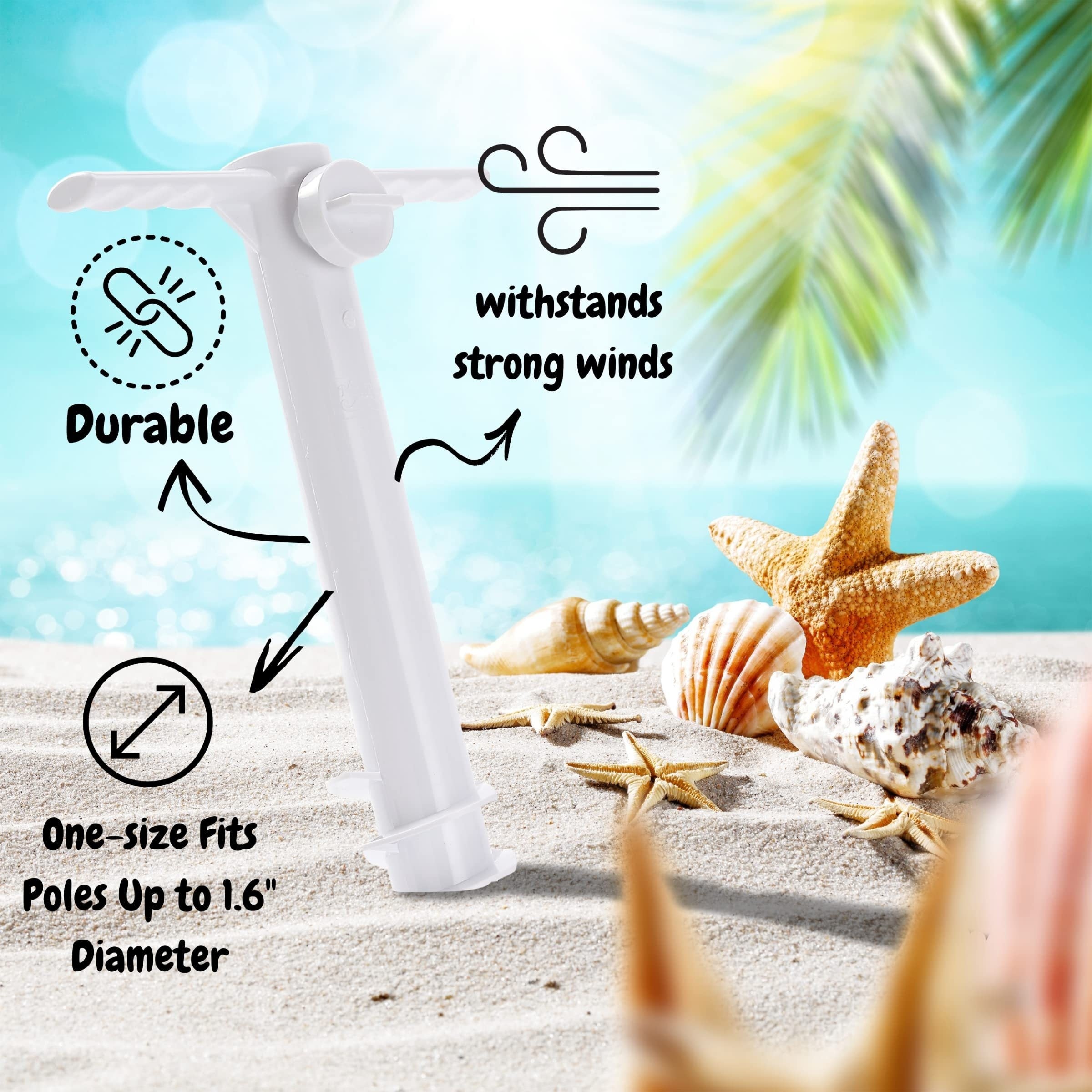Heavy Duty Beach Umbrella Anchor with 5 Spiral Screws for Strong Winds