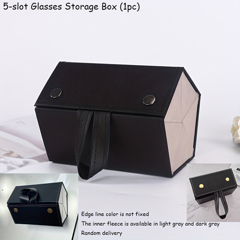 Portable Glasses Storage Box Eyewear Organizer with 3/5 Slots PU Leather Travel Case