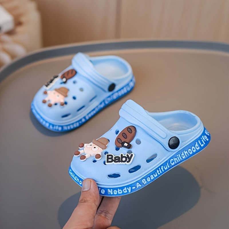 Baby Boys Girls Breathable EVA Clogs with Cartoon Charms for Indoor Outdoor All-Season