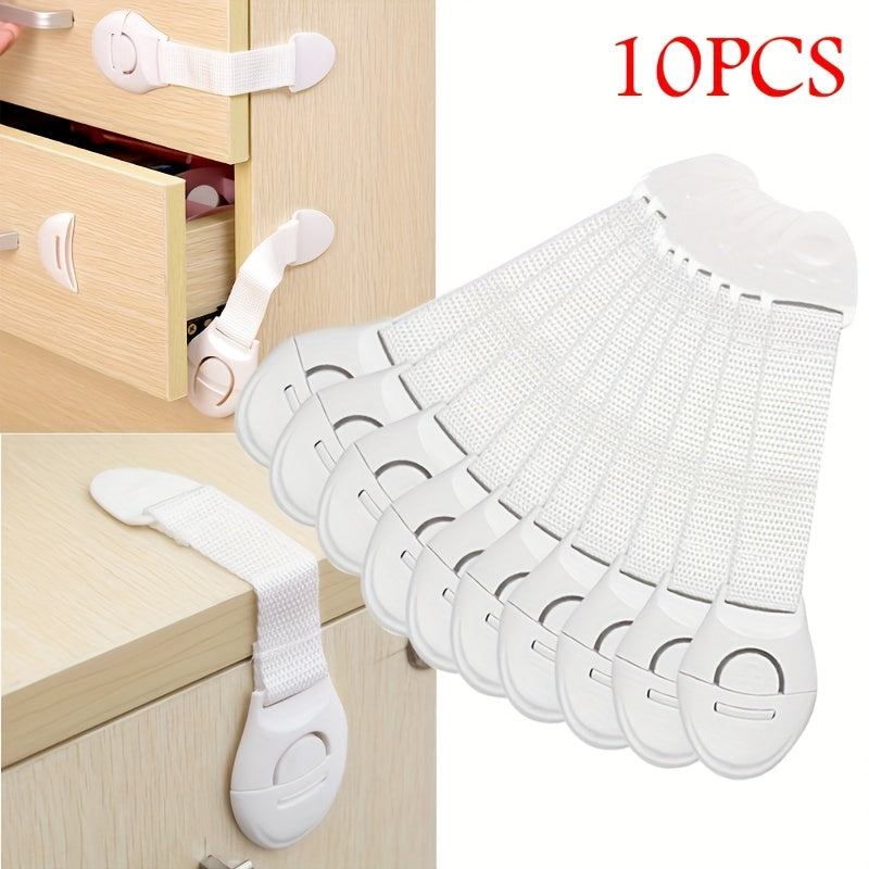 10-Pack White Plastic Child Safety Cabinet Locks Easy Install No Assembly