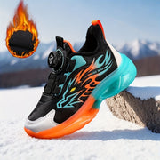 Boys Winter Athletic Sneakers Fleece Lined EVA Sole Flame Design