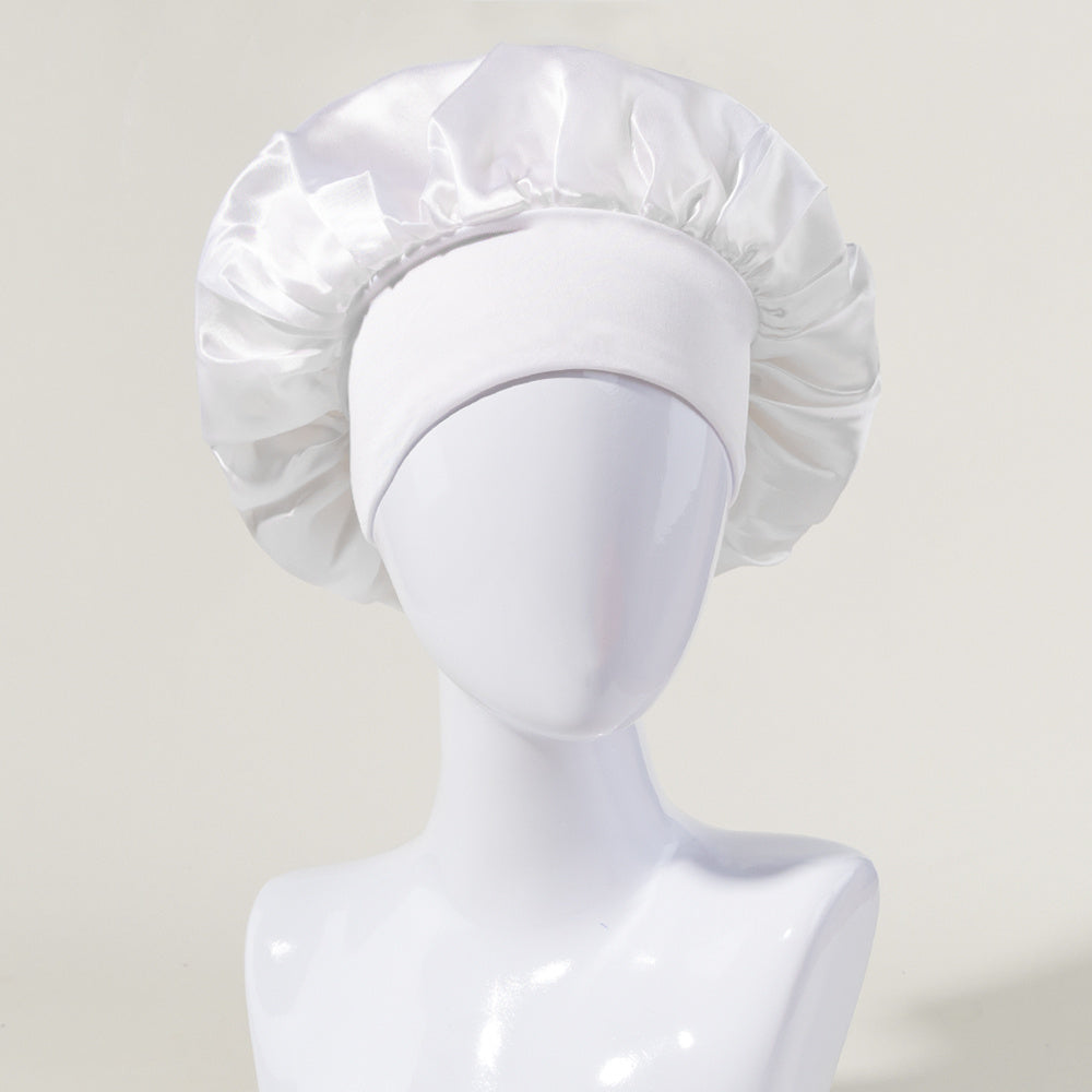 Women's Satin Sleeping Cap with Wide Elastic Band for Curly Hair