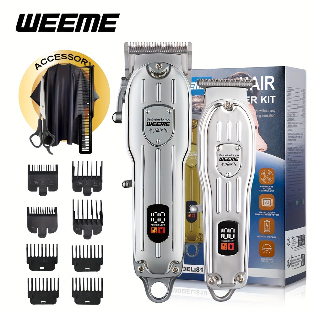 Electric Hair Clipper Set for Men T-Shaped Trimmer for Haircut Shaving USB Charged